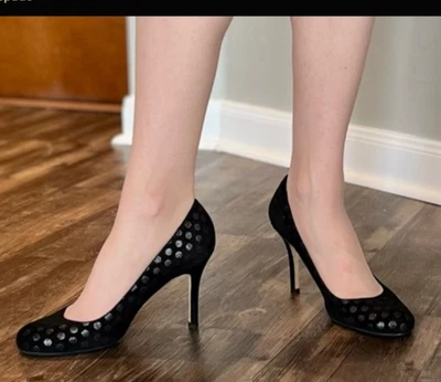 Черные туфли-лодочки Kate Spade в горошек на каблуке 3,5 дюйма размер 8,5 B бывшие в употреблении - Изображение 1 из 4