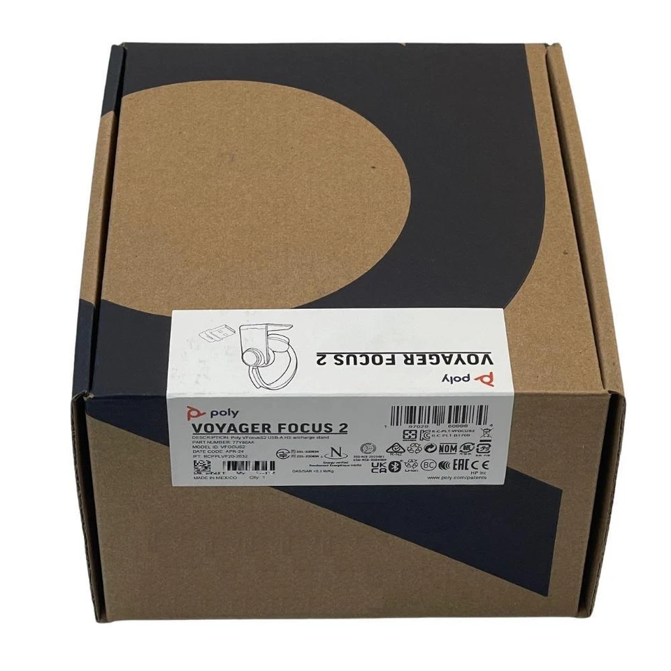 Poly Voyager Focus 2 Bluetooth Headset UC w/Stand (213727-01, 77Y86AA) New - Image 1 of 4