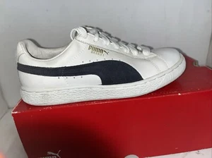 VINTAGE UNISEX PUMA THE BASKET F S WHITE / NAVY . - Picture 1 of 10
