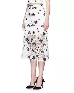 Alice & Olivia White Black Lace Ophelia Maxi Skirt $298 NWT 6 - Picture 1 of 12