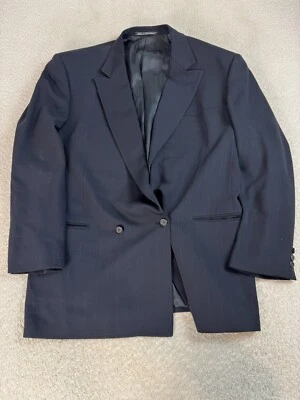 Traje Chaqueta Neiman Marcus Para Hombres Mezcla de Lana Doble Pecho Azul Marino Talla 52 Foto 1 de 4