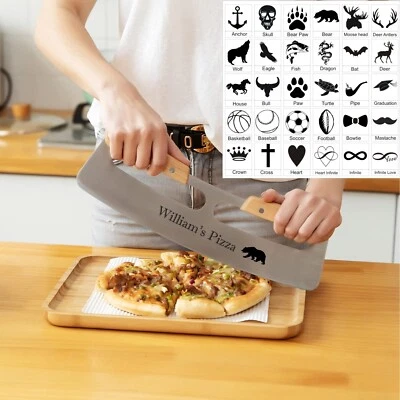 CORTADOR DE HACHA DE PIZZA Personalizado Rueda Balancín Pelar, Cuchillo de Cocina Grabado Personalizado Foto 1 de 4