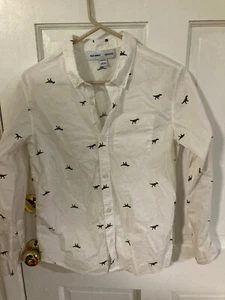 boys old navy long sleeve button shirt XL (14/16) white w/dinos - Picture 1 of 2