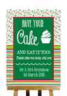 Red & Green Winter Christmas Cake Cupcake Candy Buffet Personalised Wedding Sign