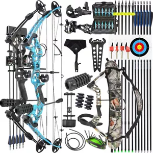 Archery Compound Bow30-55lbs Fishing Hunting Arrows Adjustable Target RH LH - Picture 1 of 27