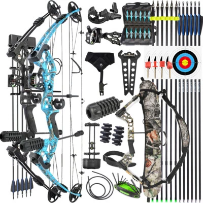 Archery Compound Bow30-55lbs Fishing Hunting Arrows Adjustable Target RH LH - Image 1 of 4