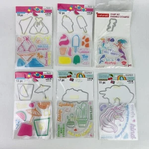 Recollections Clear Stamp Die Set Bikini Ice Cream Unicorn Cocktails Cactus Lot - Picture 1 of 8