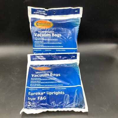 Lot of (2) 3 packs Eureka Uprights Style F&G Allergen Vacuum Bag 52320B - Image 1 of 3
