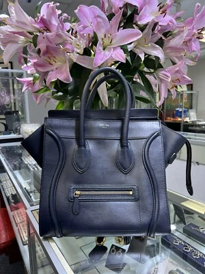 Celine Luggage Mini Marine Blue Calfskin Leather Gold Hardware - Image 1 of 4