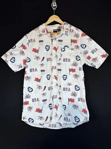 Mad Engine Large L Mens Button Up Shirt White USA Abe Lincoln Patriotic July 4th - Picture 1 of 6
