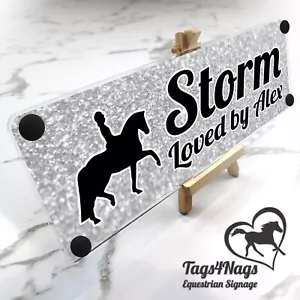 Horse Stable Name Plate Silver Effect & Black text, 10 logo & font combos - Picture 1 of 24