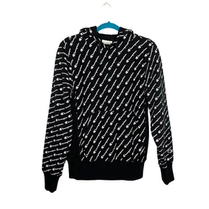 Champion Reverse Weave All Over Logo Print Hooded Sweatshirt Small Black & White - Bild 1 von 12