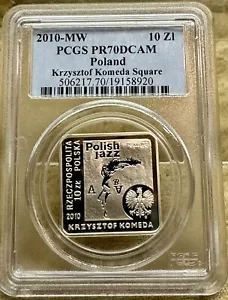 Poland 2010 10 Złotych Silver PCGS PR 70 Krzysztof Komeda Square - Picture 1 of 4