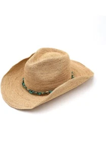 Raffia Straw Cowboy Hat,Women Men Crocheted Summer Straw Hats,Western Cowboy Med - Picture 1 of 6