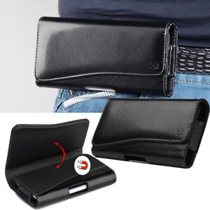 Universal Black Faux Leather Holster With Belt Loop For iPhone 15 Pro Max / 15