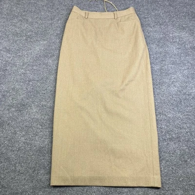 Vintage Ralph Ralph Lauren Skirt Womens 8 Tan Wool Blend Long Pencil USA - Image 1 of 4