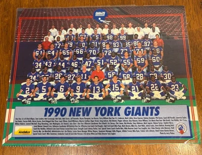 New York Giants 1990 8X10 Team Photo Super Bowl Champs Laminated Pin Hole - Image 1 of 4