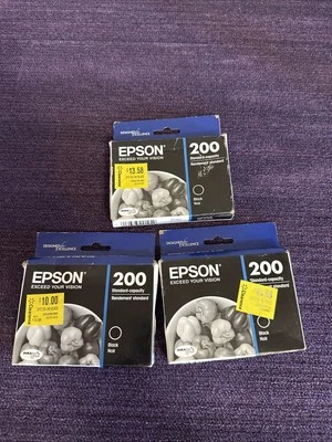 Lote De 3 Tintas Negras EPSON 200 Capacidad Estándar Precintadas, Caducadas Ver Descripción Foto 1 de 3