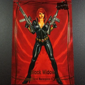 /1499 Black Widow Gold Foil 5x7 Marvel Masterpieces XL Oversized Card 2023 - Picture 1 of 12