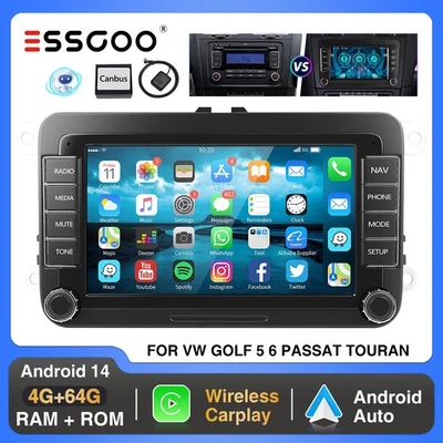 7" Carplay Android 14 Radio Coche GPS NAV 4+64G para Golf 5 6 Passat Polo Tiguan - Imagen 1 de 4