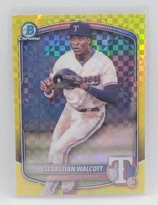 Bowman Chrome Sebastian Walcott 2025 refractor X amarillo 06/75 Rangers - Imagen 1 de 2