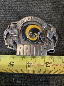 Hebilla de cinturón vintage de Los Angeles Rams Siskiyou peltre 1986 - Imagen 1 de 2