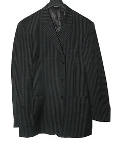 GIANFRANCO RUFFINI CHAQUETA NEGRA A RAYAS PARA HOMBRE. SZ 46L. LANA/CACHEMIRA. NUEVO. - Imagen 1 de 4