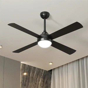 Vevare 52'' Ceiling Fan AC Motor With Light Remote Control Fans 4 Blades Black - Picture 1 of 10