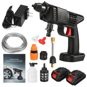 1500W Electric Car Pressure Washer Cordless Spray Gun W/ 2 Battery Water Cleaner - Picture 1 of 10