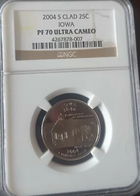 2004-S Clad 25c Silver Iowa State Quarter NGC PF70 Ultra Cameo - Image 1 of 2