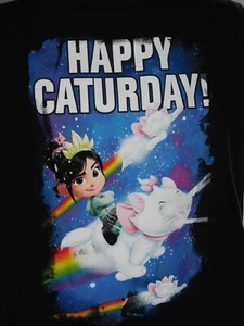 Disney Shirt S Penelope Marie Cat Happy Caturday Black Wreck Ralph NWT Unisex - Picture 1 of 4