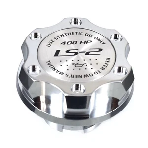 Chrome Oil Cap Filler Racing Billet Silver 400hp Emblem Fits LS2 LS-2 - Picture 1 of 3