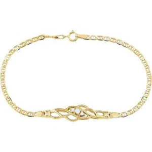 Brazalete de 7 1/2" con anclaje de diamante natural amarillo 14K 1/8 CTW - Imagen 1 de 2