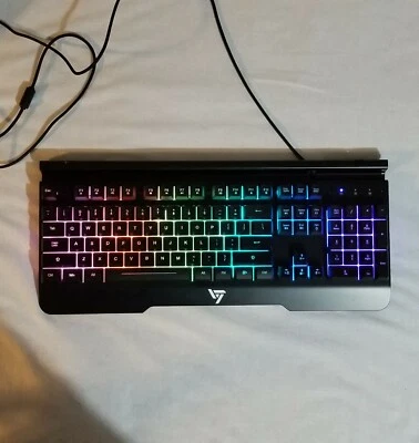 VicTsing Heavy Duty Metal Base Multicolor Backlit Gaming Keyboard Wired PC265A - Image 1 of 4
