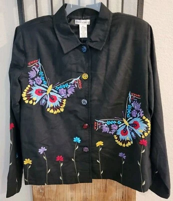 Chaqueta Draper's & Demon's Mariposa Cuentas y Bordada, Flor Talla L Nueva con Etiquetas Foto 1 de 4
