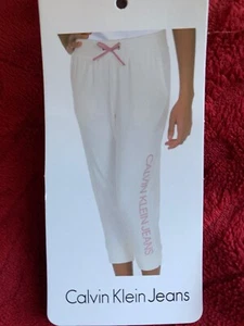 Calvin Klein Whipped Cream Girls Capri Sweatpants Joggers Logo Sz M 10-12 NWT - Picture 1 of 6