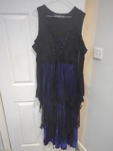 Dark Star Dress Lace Navy Black Beading Cosplay Velour Halloween Gothic Dress - Picture 1 of 8