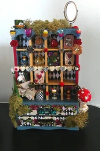 1:12th Scale Hand Created Dolls House Alice in Wonderland Themed Display Cabinet - Picture 1 of 6