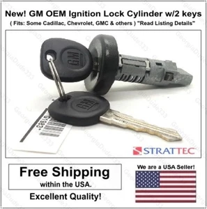 GM Buick Chevy GMC Ignition Lock Cylinder Tumbler 709271 w/ 2 GM Logo Keys. - Picture 1 of 7
