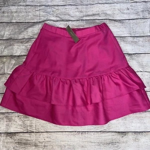 J crew Wool flannel ruffle skirt Item G7119 pink 0 Z1 - Picture 1 of 8