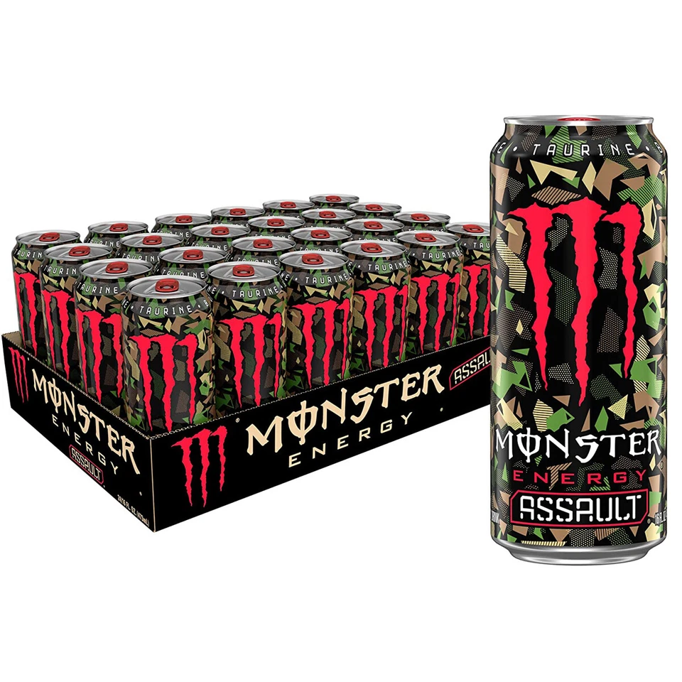 ENERGY-DRINK Monster Assault Bevanda Rinfrescante con Taurina Guaranà 500ml Confezione da 24