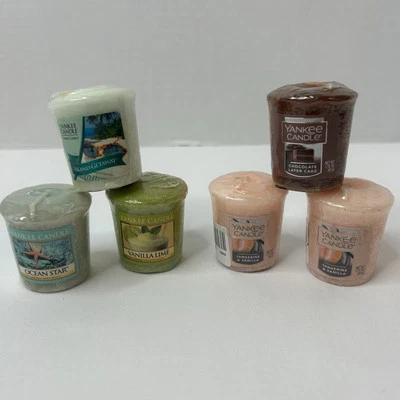 Lote de 6 velas votivas Yankee Candle vainilla lima mandarina pastel de océano NUEVO Foto 1 de 4