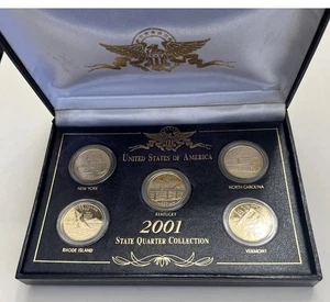 Gold Plated 2001 State Quarter Collection NY, NC, RI, VT - Picture 1 of 3