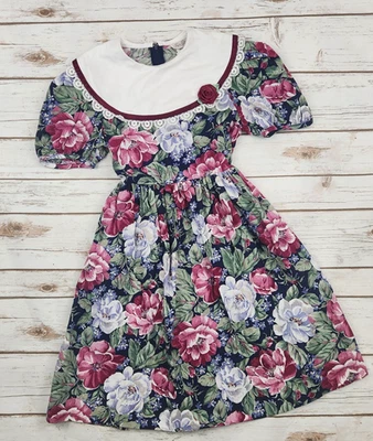 Vestido Floral Vintage Ediciones Raras Niñas - Talla 7, Hecho en EE. UU. Foto 1 de 3