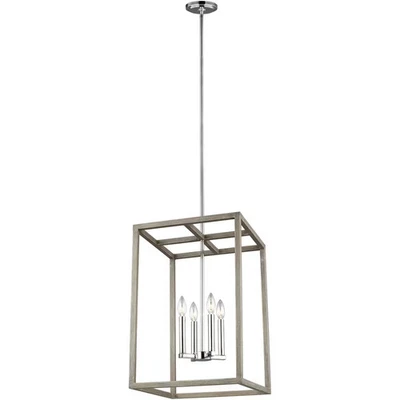 Vestíbulo de cuatro luces de pino lavado de la colección Moffet Street Foto 1 de 2