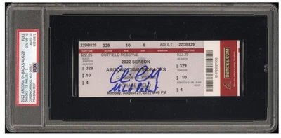 Corbin Carroll Auto Signed MLB Debut Inscription Ticket Stub 8/29/22 PSA 10 / 10 - Image 1 of 2