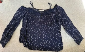 Rewind Blue 3/4 Sleeve Cold Shoulder Blouse Sz XS - Picture 1 of 4