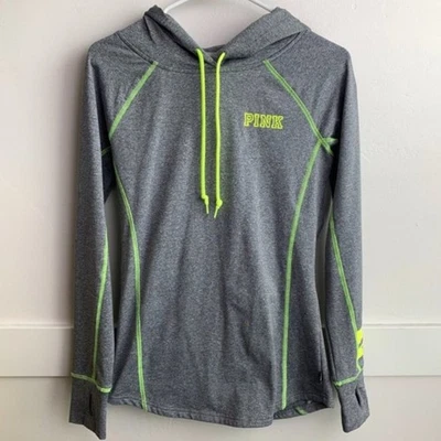 Sudadera con capucha deportiva Victoria's Secret rosa gris y amarillo neón talla pequeña Foto 1 de 4