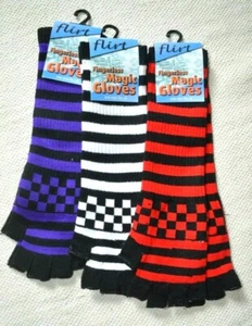Check Stripe Long Emo Fingerless Gloves Armwarmers Elbow Length Punk Ska - Picture 1 of 7