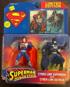Man of Steel Cyber Link Superman and Batman Action Figure Set Kenner 1996 - New - Picture 1 of 13